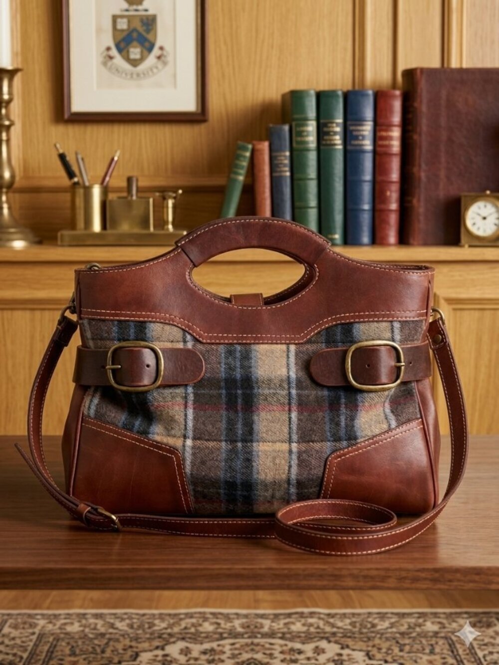 Vintage Y2K  UGG Australia Plaid Wool & Leather Satchel Handbag Mint Condition